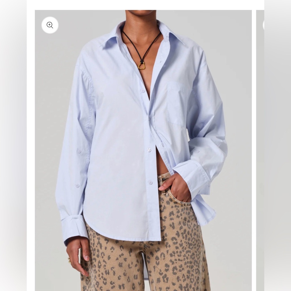 Citizens Of Humanity Kayla Shirt in Pale Blue With Subtle Stripes